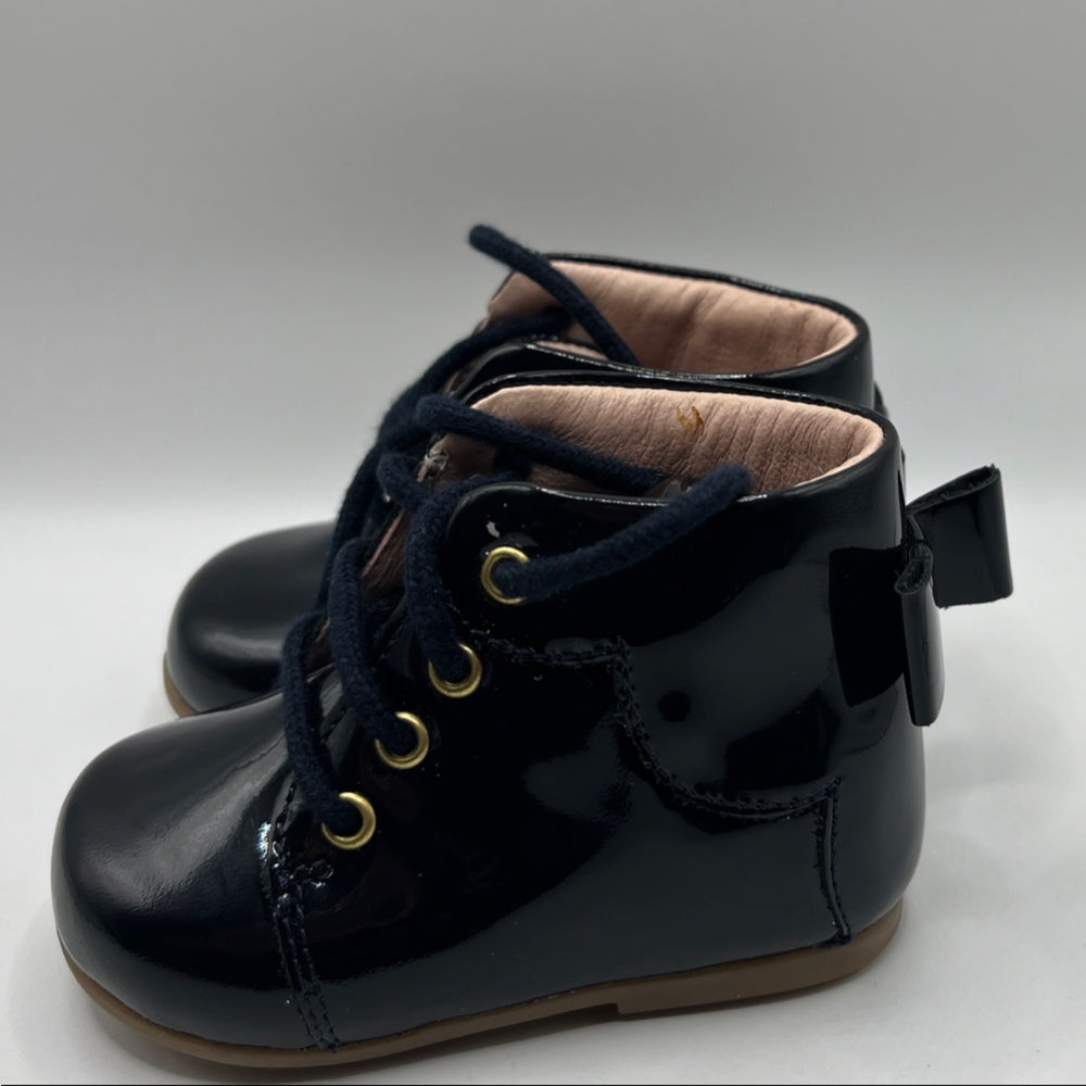 Jacadi Paris Baby’s Black Leather Lace up Booties Size 18